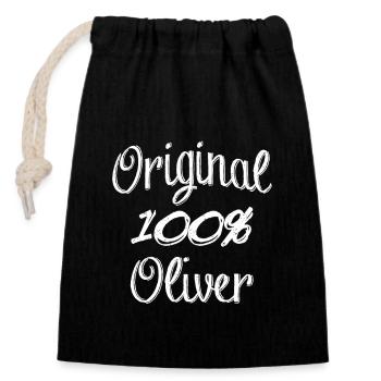 100% Original Oliver - Verschließbarer Geschenkbeutel aus Baumwolle (14x20cm) - Schwarz - Vorne