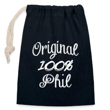 Original 100% Phil - Closable cotton gift bag (14x20cm) - navy - Front
