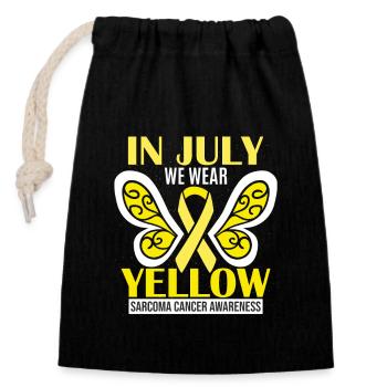 En juillet, nous portons une sensibilisation au cancer du sarcome jaune - Sac cadeau en coton avec cordon (14 x 20 cm) - noir - Devant