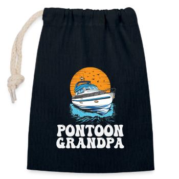 Ponton Papy Fête des Pères Bateau à moteur - Sac cadeau en coton avec cordon (14 x 20 cm) - bleu marine - Devant