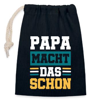 Papa macht das schon - Verschließbarer Geschenkbeutel aus Baumwolle (14x20cm) - Navy - Vorne
