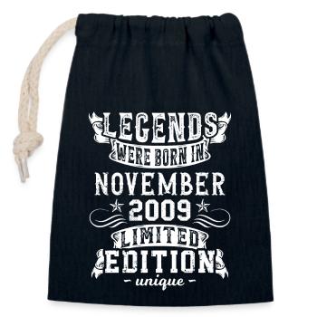 Geburtstag November 2009 Jahr Limited Edition - Verschließbarer Geschenkbeutel aus Baumwolle (14x20cm) - Navy - Vorne