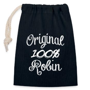 Original 100 % Robin - Sac cadeau en coton avec cordon (14 x 20 cm) - bleu marine - Devant