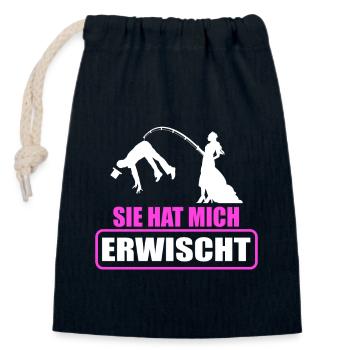 Junggesellenabschied Poltern Polterabend JGA - Verschließbarer Geschenkbeutel aus Baumwolle (14x20cm) - Navy - Vorne