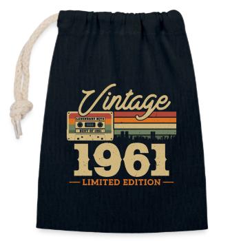 Geschenk 1961 62/63 Jahre Vintage - Verschließbarer Geschenkbeutel aus Baumwolle (14x20cm) - Navy - Vorne