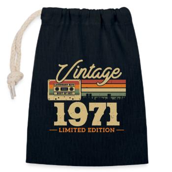 Geburtstagsgeschenk Vintage 1971 52/53 Jahre - Verschließbarer Geschenkbeutel aus Baumwolle (14x20cm) - Navy - Vorne