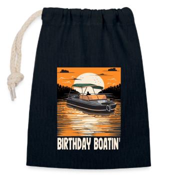 Pontoon Queen King Birthday Boatin Motorboat - Verschließbarer Geschenkbeutel aus Baumwolle (14x20cm) - Navy - Vorne