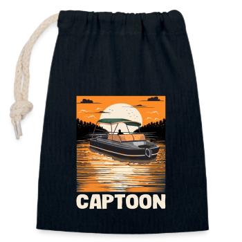 Captoon Captain Papa Pontoon King Father's Day - Verschließbarer Geschenkbeutel aus Baumwolle (14x20cm) - Navy - Vorne
