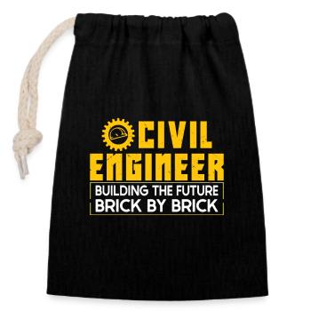Civil Engineer student Civil Engineering - Closable cotton gift bag (14x20cm) - black - Front