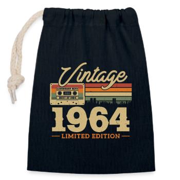 Millésime 1964 - 60 ans édition limitée - Sac cadeau en coton avec cordon (14 x 20 cm) - bleu marine - Devant