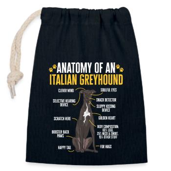 Italian Greyhound Greyhound Dogs - Closable cotton gift bag (14x20cm) - navy - Front