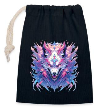 Wolf Wolfskopf Wölfe Waldbewohner Tiere - Verschließbarer Geschenkbeutel aus Baumwolle (14x20cm) - Navy - Vorne