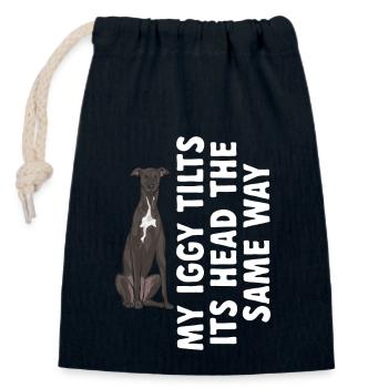 Lévrier italien Greyhound Chiens - Sac cadeau en coton avec cordon (14 x 20 cm) - bleu marine - Devant