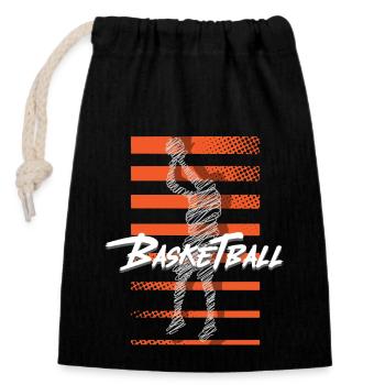 Joueur de basket-ball - Sac cadeau en coton avec cordon (14 x 20 cm) - noir - Devant