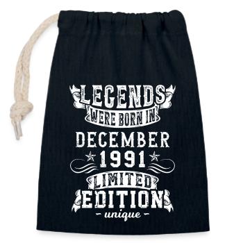 Birthday December 1991 year Limited Edition - Closable cotton gift bag (14x20cm) - navy - Front