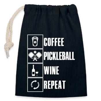 Coffee Pickleball Wine Ripeat Saying for Pickle - Closable cotton gift bag (14x20cm) - navy - Front
