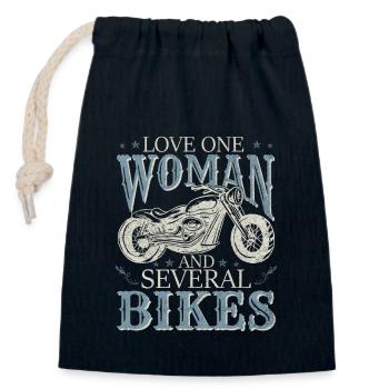Liebe Eine Frau Und Mehrere Fahrräder - Verschließbarer Geschenkbeutel aus Baumwolle (14x20cm) - Navy - Vorne