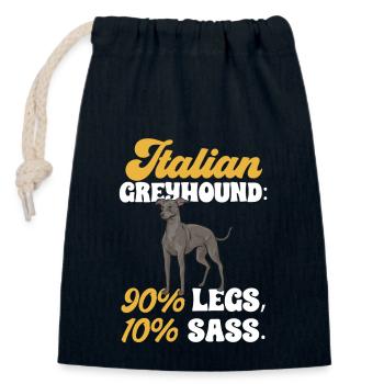 Lévrier italien Greyhound Chiens - Sac cadeau en coton avec cordon (14 x 20 cm) - bleu marine - Devant