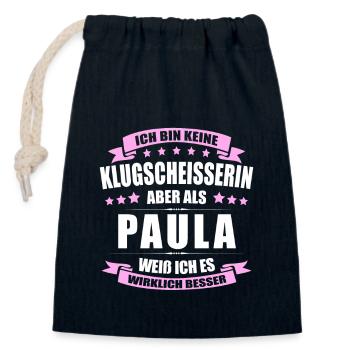 Name Paula Vorname Klugscheisserin Namenstag - Verschließbarer Geschenkbeutel aus Baumwolle (14x20cm) - Navy - Vorne