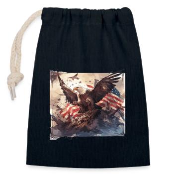 Common Eagle America America Flag Usa - Closable cotton gift bag (14x20cm) - navy - Front