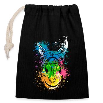 Colerfull Splash Art Farm animals donkey head - Verschließbarer Geschenkbeutel aus Baumwolle (14x20cm) - Schwarz - Vorne