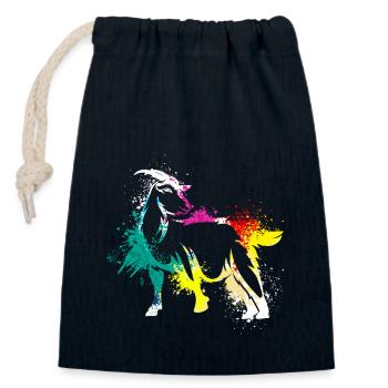 Colerfull Splash Art Farm animals Goat - Verschließbarer Geschenkbeutel aus Baumwolle (14x20cm) - Navy - Vorne