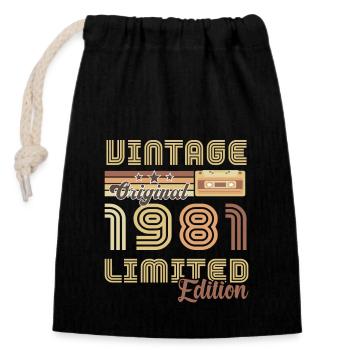 Original Vintage 1981 limitierte Auflage 1981 - Verschließbarer Geschenkbeutel aus Baumwolle (14x20cm) - Schwarz - Vorne