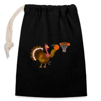Jour de Thanksgiving Entraîneur des joueurs de basket-ball de la Turquie - Sac cadeau en coton avec cordon (14 x 20 cm) - noir - Devant