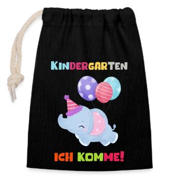 Kindergarten 2023 I'm coming girl daycare gift - Closable cotton gift bag (14x20cm) - black - Front