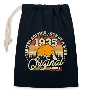 Vintage Geburtstagsgeschenk 1935 88/89 Jahre - Verschließbarer Geschenkbeutel aus Baumwolle (14x20cm) - Navy - Vorne