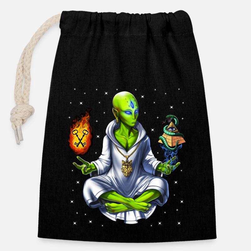 Alien Illuminati Conspiracy - Closable cotton gift bag (14x20cm) - black