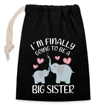 I ́m Finally Going To Be A Big Sister Elephant - Closable cotton gift bag (14x20cm) - black - Front