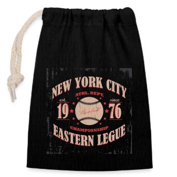 Baseball typography - Closable cotton gift bag (14x20cm) - black - Front