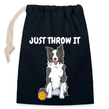 Border Collie Dog Propriétaire de chien - Sac cadeau en coton avec cordon (14 x 20 cm) - bleu marine - Devant