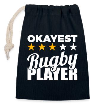Funny rugby player - Closable cotton gift bag (14x20cm) - navy - Front