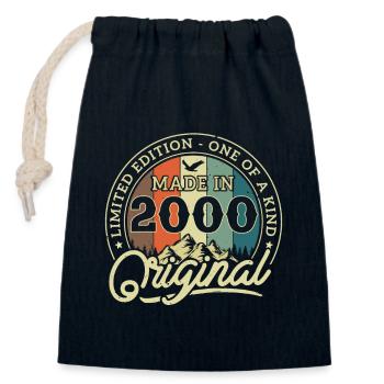 Vintage 2000 Birthday Gift - Closable cotton gift bag (14x20cm) - navy - Front