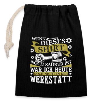 Werkstatt Outfit Automechaniker - Verschließbarer Geschenkbeutel aus Baumwolle (14x20cm) - Schwarz - Vorne