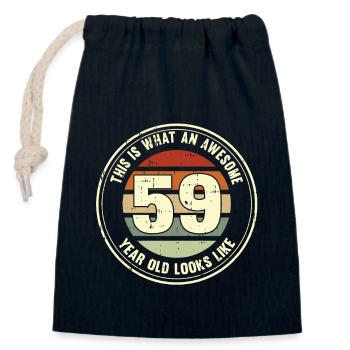 59th birthday so you see with 59 retro gift - Closable cotton gift bag (14x20cm) - navy - Front