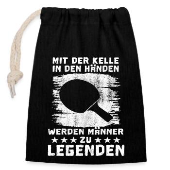 Tischtennis Spieler Ping Pong Tischtennis Spruch - Verschließbarer Geschenkbeutel aus Baumwolle (14x20cm) - Schwarz - Vorne