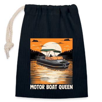 Pontoon Queen Motorboating Boat Parade Motor Boat - Closable cotton gift bag (14x20cm) - navy - Front