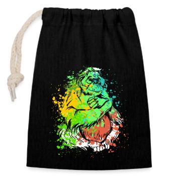 Splash Art Monkey Borneo Orangutan - Closable cotton gift bag (14x20cm) - black - Front