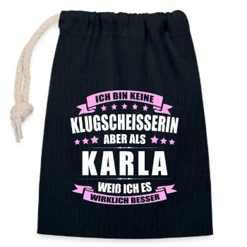 Name Karla Vorname Klugscheisserin Namenstag - Verschließbarer Geschenkbeutel aus Baumwolle (14x20cm) - Navy - Vorne