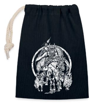 Odin auf Sleipnir - Wikingerkrieger Design - Verschließbarer Geschenkbeutel aus Baumwolle (14x20cm) - Navy - Vorne