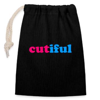 Cutiful My Blend Between Cute and Beautiful - Closable cotton gift bag (14x20cm) - black - Front