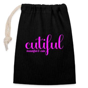 Cutiful My Blend Between Cute and Beautiful - Closable cotton gift bag (14x20cm) - black - Front