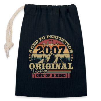 Vintage 2007 - 16 Jahre - Einzigartig - Verschließbarer Geschenkbeutel aus Baumwolle (14x20cm) - Navy - Vorne
