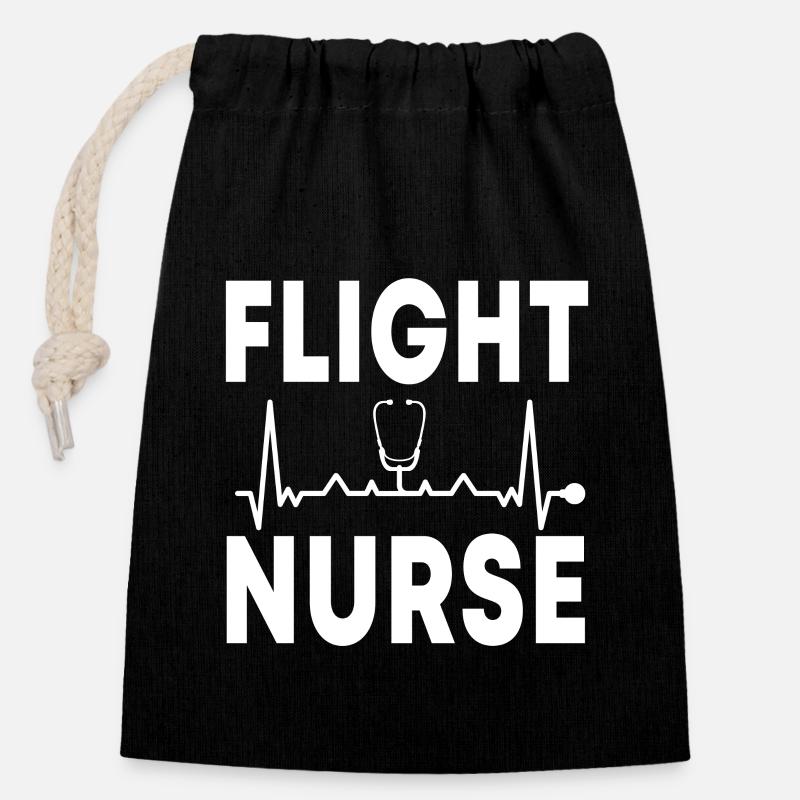 Flight Nurse - Verschließbarer Geschenkbeutel aus Baumwolle (14x20cm) - Schwarz
