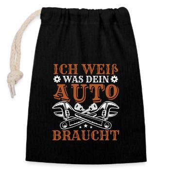 KFZ Mechaniker Automechaniker Schrauber - Verschließbarer Geschenkbeutel aus Baumwolle (14x20cm) - Schwarz - Vorne