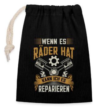 Mechaniker Auto KFZ Automechaniker - Verschließbarer Geschenkbeutel aus Baumwolle (14x20cm) - Schwarz - Vorne