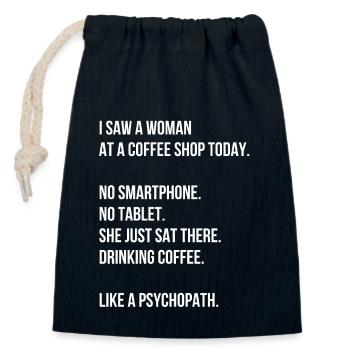 Cafe Spruch English - Closable cotton gift bag (14x20cm) - navy - Front
